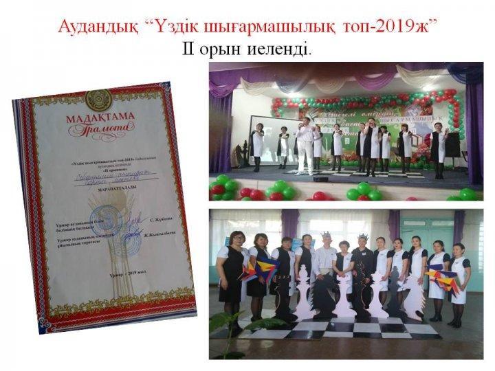 Аудандық “Үздік шығармашылық топ-2019ж” ІІ орын иеленді.
