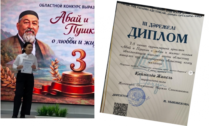 “Абай и Пушкин о любви и жизнь :           поэзия обьединяющая народы“ атты облыстық мәнерлеп оқу байқауы
